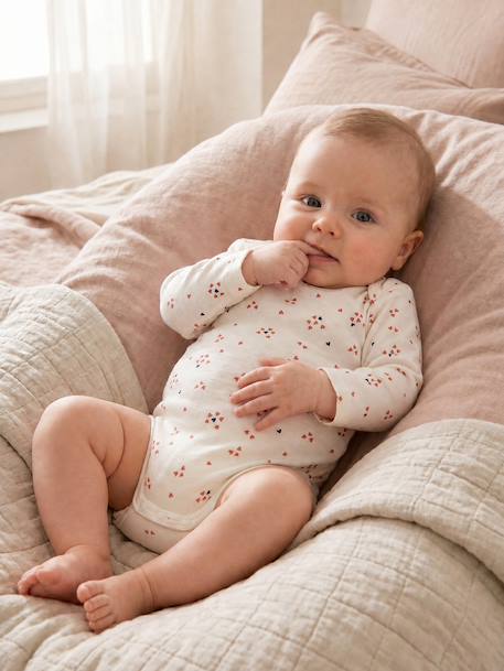 Lot de 3 bodies manches longues bébé écru - vertbaudet enfant 
