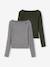 Pack of 2 Ribbed T-Shirts for Girls, JONEN bordeaux red+English green+marl grey - vertbaudet enfant 