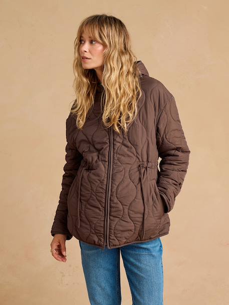 Adaptive & Reversible Padded Jacket, for Maternity & Babywearing by ENVIE DE FRAISE chocolate+khaki - vertbaudet enfant 