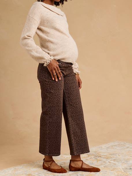 Jean léopard cropped de grossesse bandeau chocolat - vertbaudet enfant 