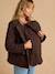 Adaptive Padded Jacket with Kangaroo Panel in Cotton Gauze for Maternity & Post-Maternity by ENVIE DE FRAISE chocolate+ecru+khaki - vertbaudet enfant 