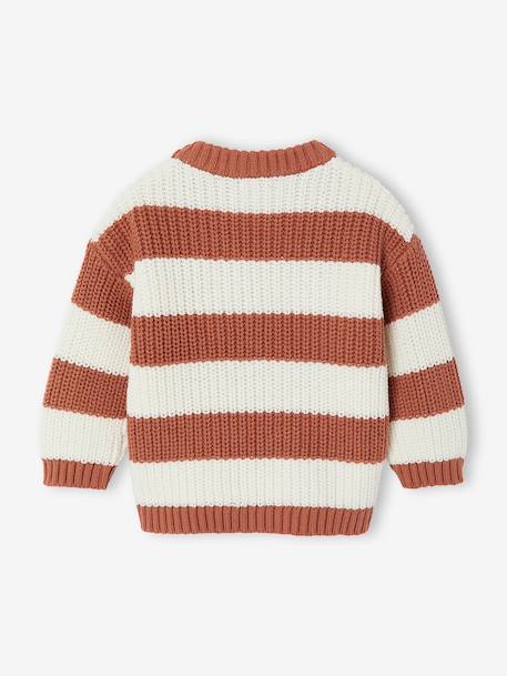Striped jumper for baby boys navy blue+terracotta - vertbaudet enfant 