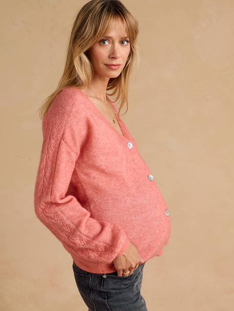 Gilet devant/dos en maille grossesse et allaitement bois de rose - vertbaudet enfant 