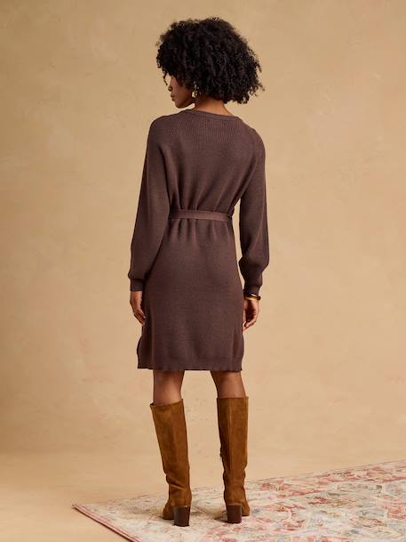 Robe en tricot grossesse et allaitement chocolat+noir - vertbaudet enfant 