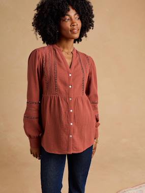 Blouse grossesse et allaitement en dentelle macramé - vertbaudet enfant -Blouse grossesse et allaitement en dentelle macramé