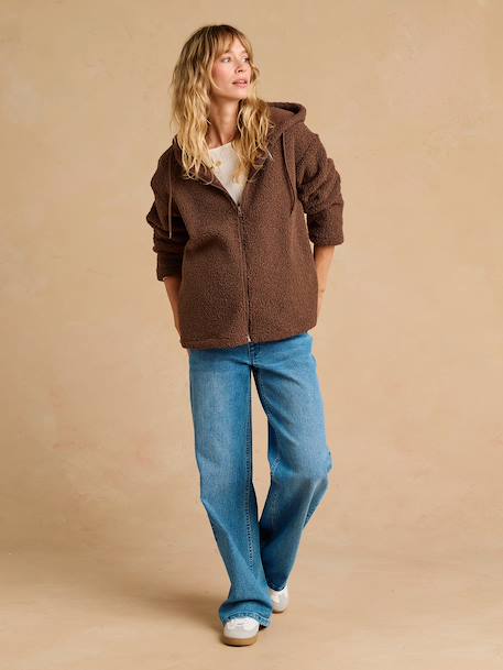 Progressive Zipped Sherpa Jacket with Baby Protector by ENVIE DE FRAISE black+ecru+taupe - vertbaudet enfant 