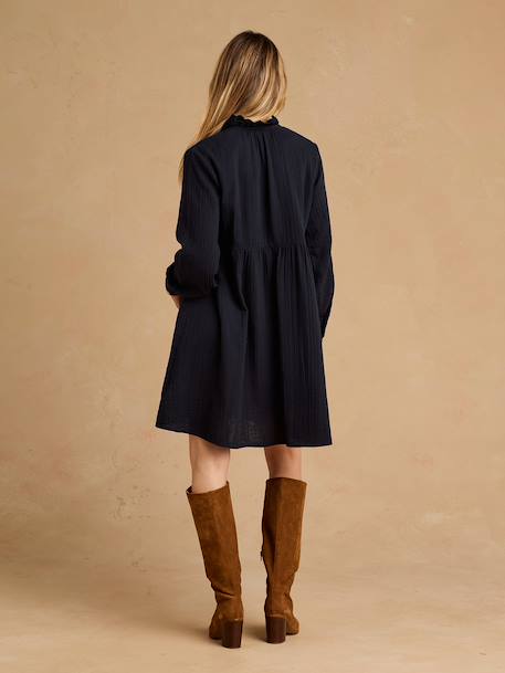 Cotton gauze nursing clothes dress by ENVIE DE FRAISE black+terracotta - vertbaudet enfant 