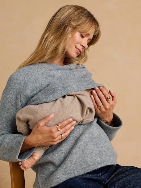Draped maternity and nursing sweatshirt marl grey - vertbaudet enfant 