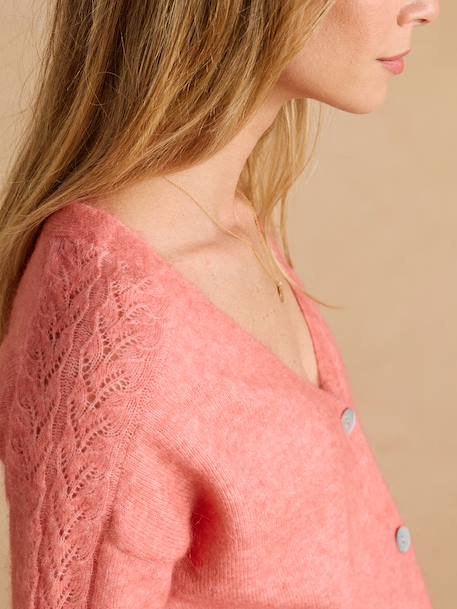 Buttoned maternity and nursing cardigan dusky pink - vertbaudet enfant 
