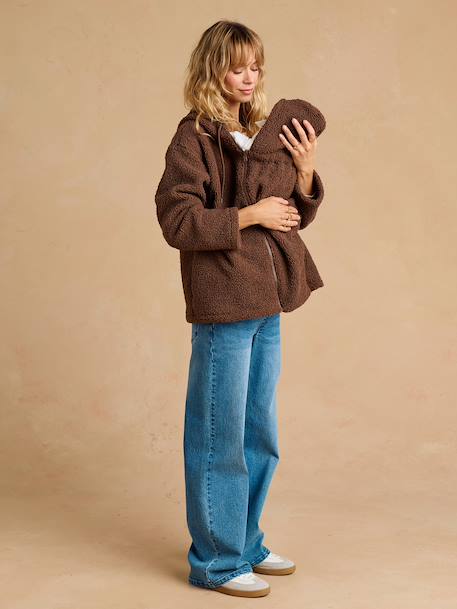 Progressive Zipped Sherpa Jacket with Baby Protector by ENVIE DE FRAISE black+ecru+taupe - vertbaudet enfant 