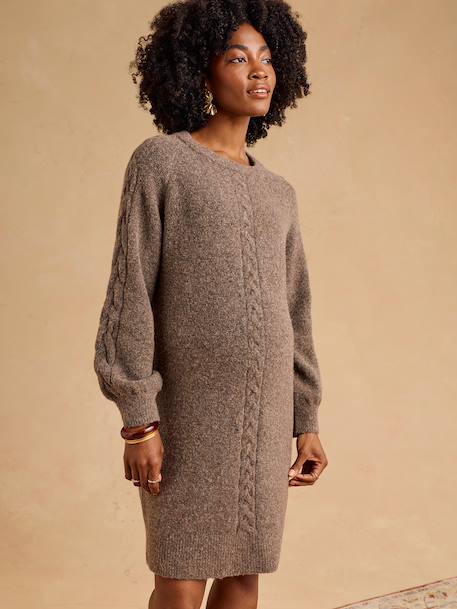 Maternity knitted dress taupe - vertbaudet enfant 