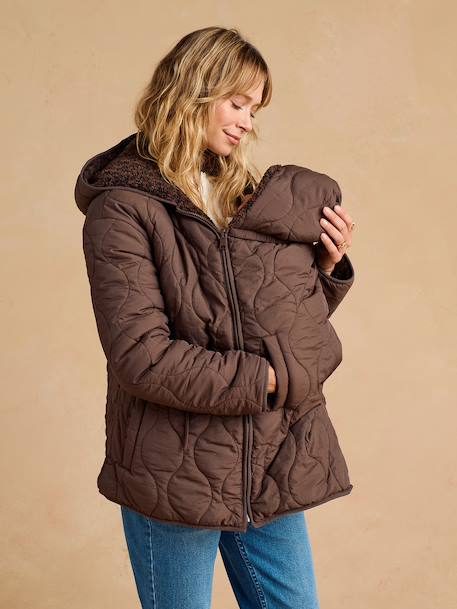 Adaptive & Reversible Padded Jacket, for Maternity & Babywearing by ENVIE DE FRAISE chocolate+khaki - vertbaudet enfant 