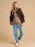 Adaptive Padded Jacket with Kangaroo Panel in Cotton Gauze for Maternity & Post-Maternity by ENVIE DE FRAISE chocolate+ecru+khaki - vertbaudet enfant 