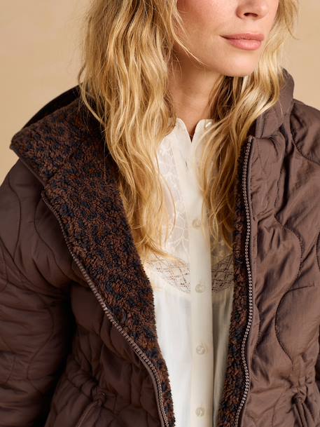 Adaptive & Reversible Padded Jacket, for Maternity & Babywearing by ENVIE DE FRAISE chocolate+khaki - vertbaudet enfant 