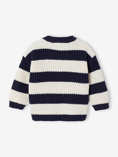 Striped jumper for baby boys navy blue+terracotta - vertbaudet enfant 