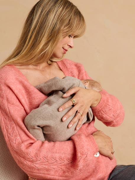 Buttoned maternity and nursing cardigan dusky pink - vertbaudet enfant 
