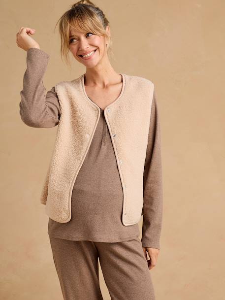 Pyjama grossesse 3 pièces allaitement taupe - vertbaudet enfant 