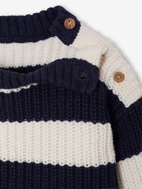 Striped jumper for baby boys navy blue+terracotta - vertbaudet enfant 
