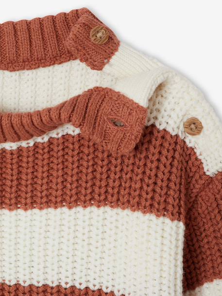 Striped jumper for baby boys navy blue+terracotta - vertbaudet enfant 