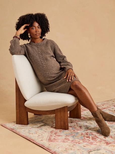 Maternity knitted dress taupe - vertbaudet enfant 