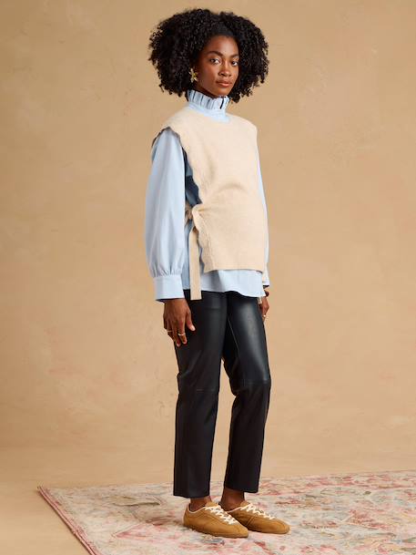 Pull sans manches beige chiné+rouge - vertbaudet enfant 