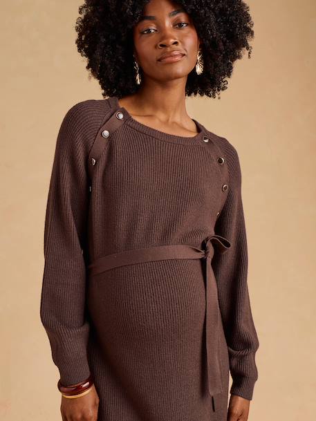 Robe en tricot grossesse et allaitement chocolat+noir - vertbaudet enfant 