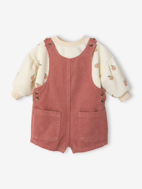 Ensemble bébé fille sweat et salopette vieux rose - vertbaudet enfant 