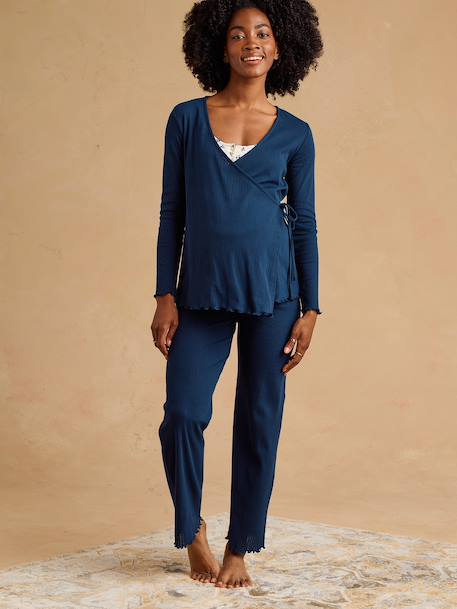 3-piece maternity and nursing pyjamas navy blue - vertbaudet enfant 