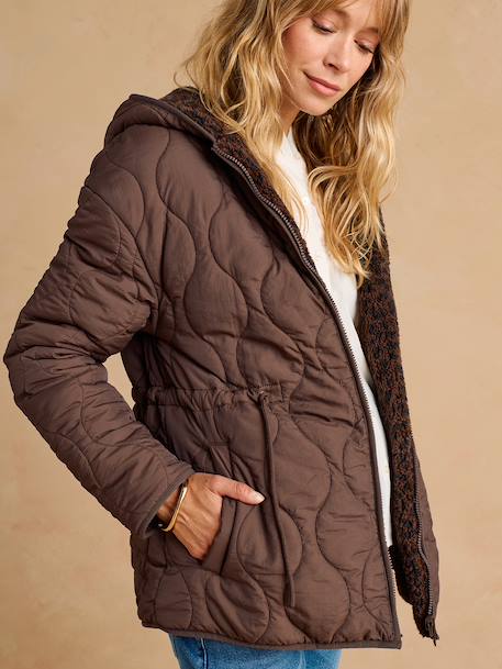 Adaptive & Reversible Padded Jacket, for Maternity & Babywearing by ENVIE DE FRAISE chocolate+khaki - vertbaudet enfant 