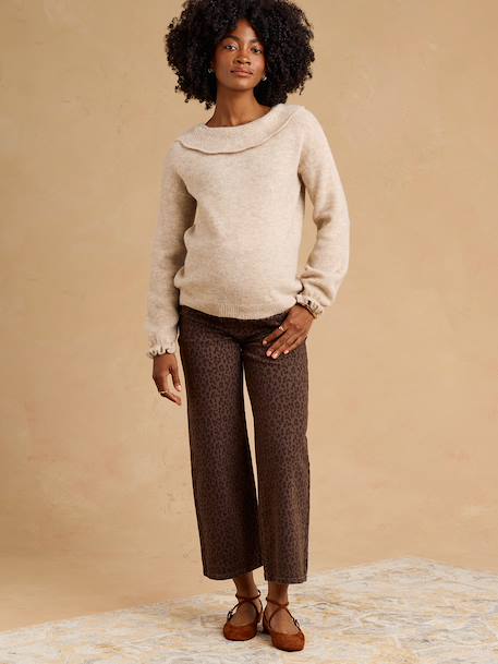 Jean léopard cropped de grossesse bandeau chocolat - vertbaudet enfant 