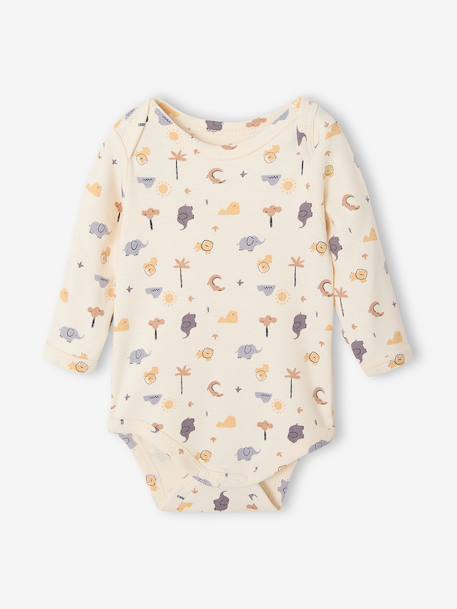 Pack of 5 long-sleeved bodysuits for baby cappuccino - vertbaudet enfant 