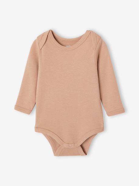 Pack of 5 long-sleeved bodysuits for baby cappuccino - vertbaudet enfant 