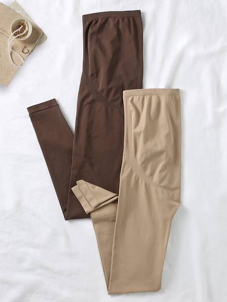 Pack de 2 leggings grossesse Seamless kaki+noir+taupe - vertbaudet enfant 
