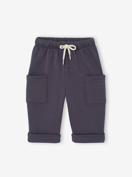 Fleece-lined trousers for baby boys anthracite+olive - vertbaudet enfant 