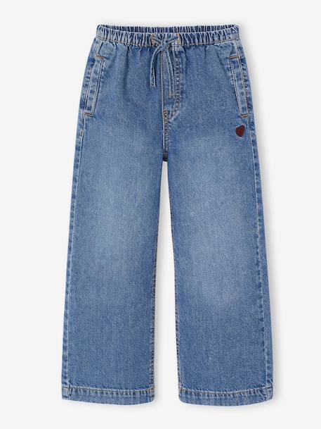 Wide-leg trousers for girls bleached denim+medium blue - vertbaudet enfant 