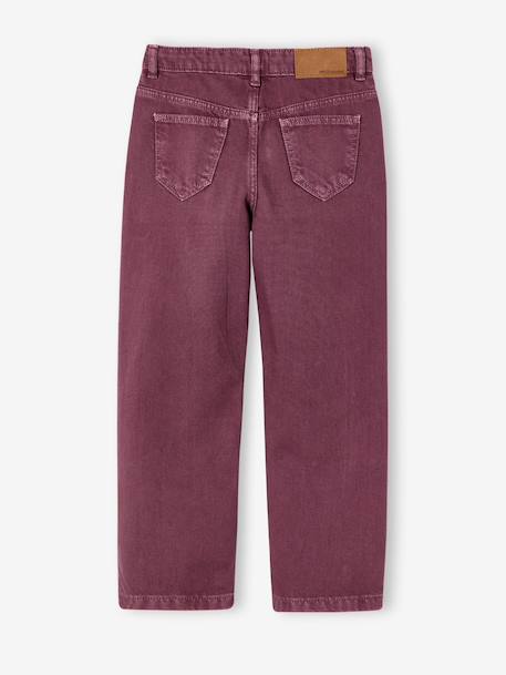 Embroidered girl's mom fit trouser grey green+plum+rosy - vertbaudet enfant 