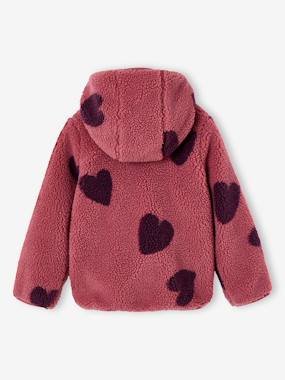 -Girls' floral pop hooded sherpa jacket 