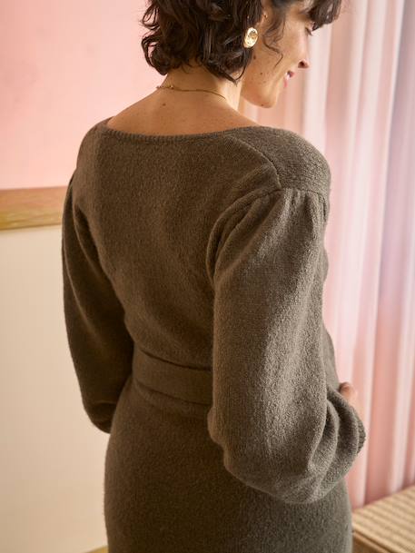 Maternity V-neck knit dress khaki - vertbaudet enfant 