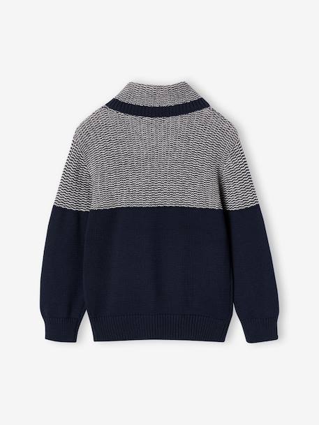 Knit snood neck jumper for boys green+navy blue - vertbaudet enfant 