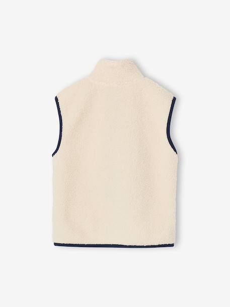 Sleeveless sherpa cardigan for boys caramel+ecru - vertbaudet enfant 
