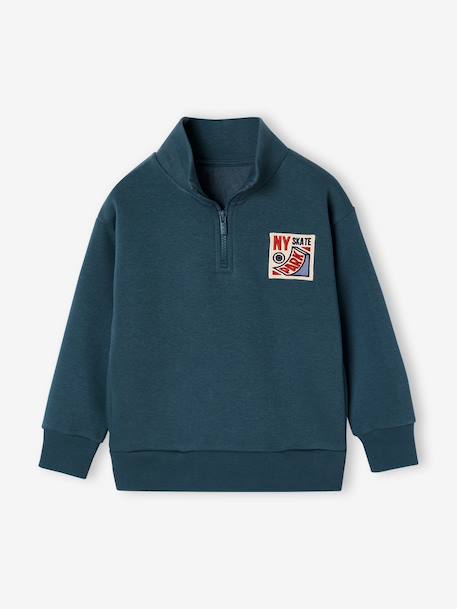 Sweat col camionneur garçon bleu canard+jaune - vertbaudet enfant 