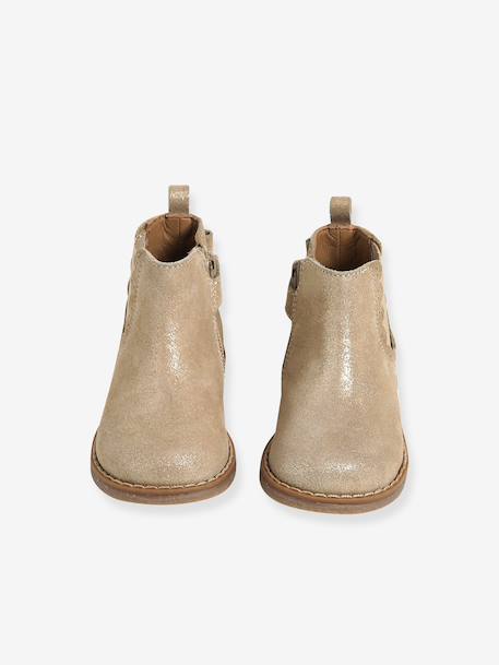Chaussures premiers pas bébé boots cuir jaune d'or+noir - vertbaudet enfant 