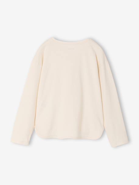 Long-sleeved T-shirt with rhinestone detail for girls ecru - vertbaudet enfant 