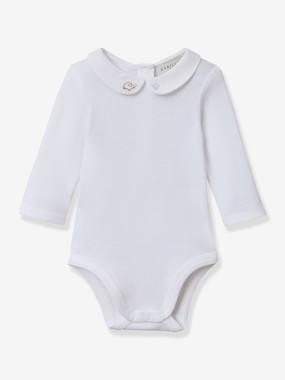 -Long-sleeved baby vest with embroidered collar by CYRILLUS 