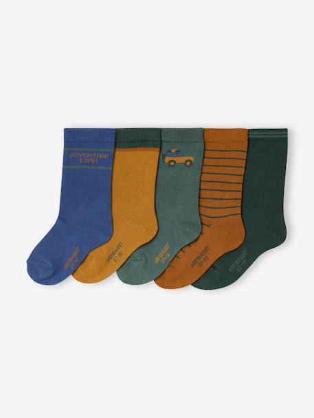 Lot de 5 chaussettes garçon kaki - vertbaudet enfant 