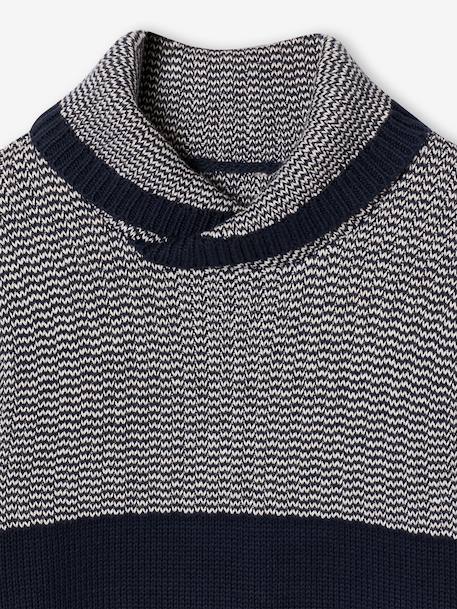 Knit snood neck jumper for boys green+navy blue - vertbaudet enfant 
