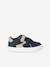 Hook-and-Loop Leather Trainers for Children, Designed for Autonomy ecru+navy blue+printed white - vertbaudet enfant 