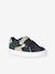Hook-and-Loop Leather Trainers for Children, Designed for Autonomy ecru+navy blue+printed white - vertbaudet enfant 