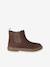 Leather zip-up ankle boots for kids brown+golden yellow - vertbaudet enfant 