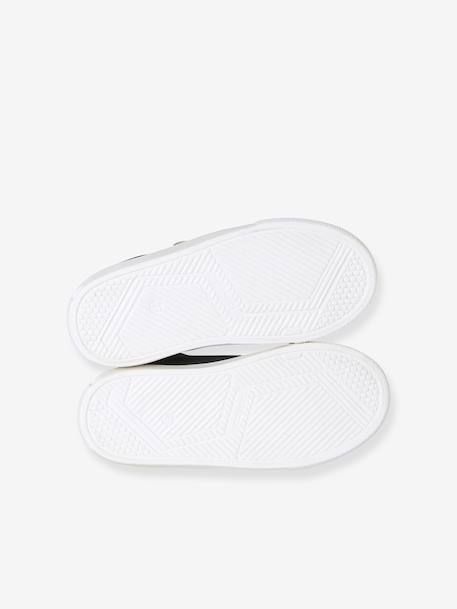 Hook-and-Loop Leather Trainers for Children, Designed for Autonomy ecru+navy blue+printed white - vertbaudet enfant 